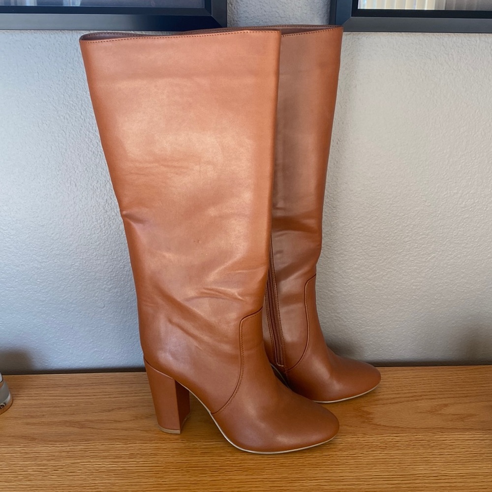 Express stove pipe knee boots 9 cognac